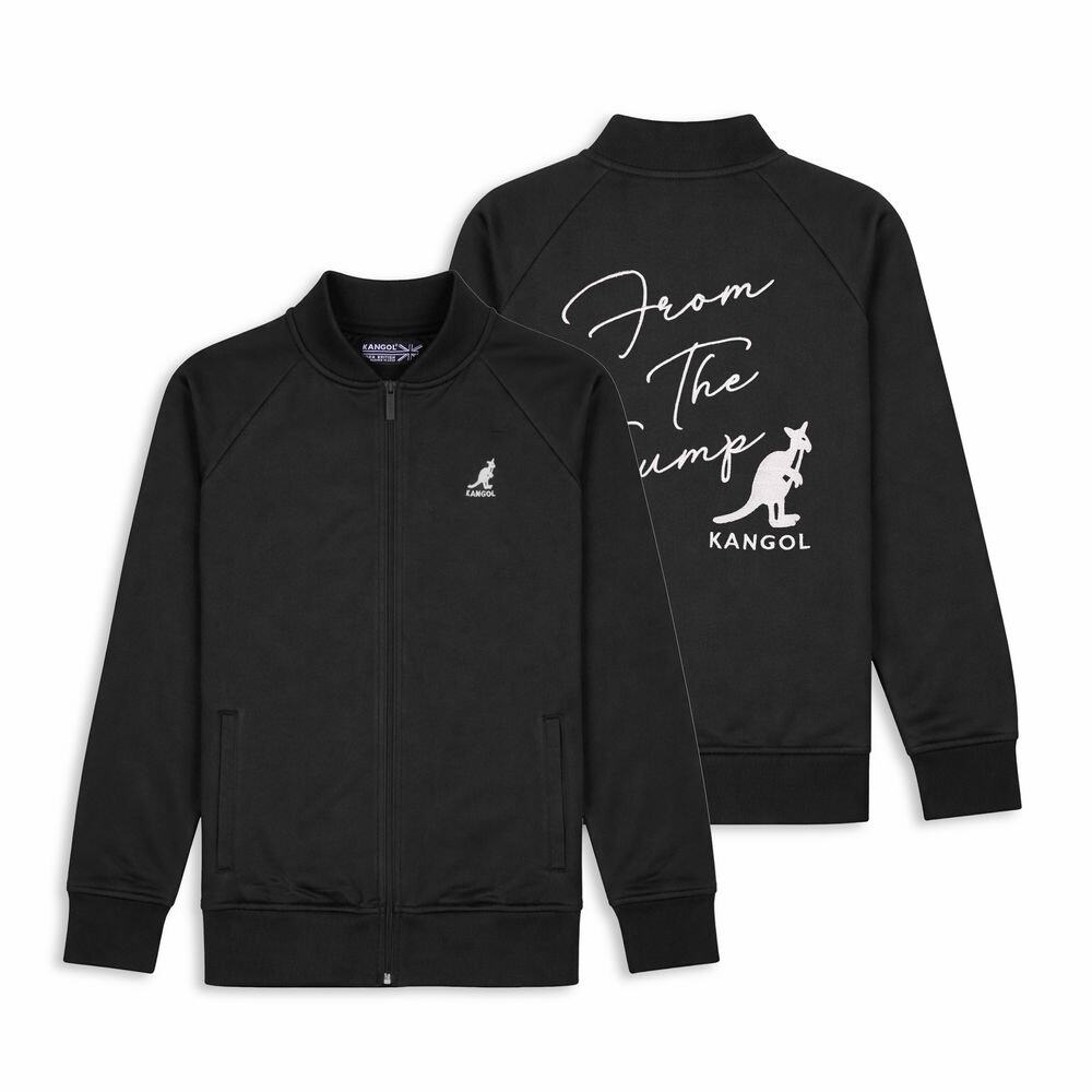 Kangol From The Jump Track Jacket Men's Small Black Full Zip Back Graphic NWT